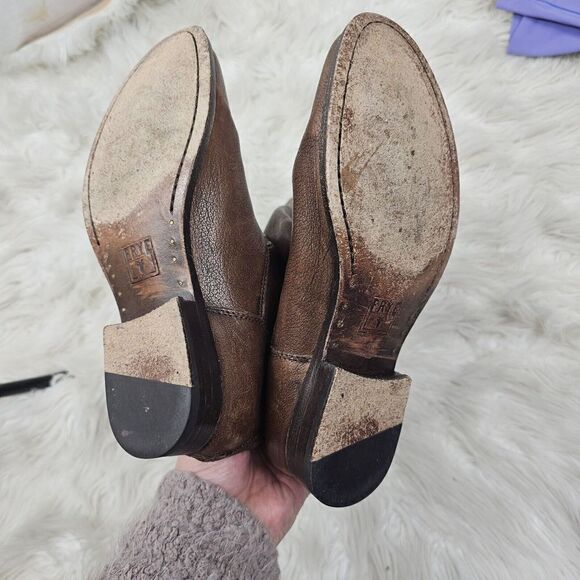 FRYE Melissa Button Back Zip Genuine Leather Long Brown Boots Cognac size 6 - Picture 6 of 7